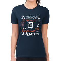 Detroit Tigers G-III 4Her by Carl Banks Women's Super-Slim Fit Lightweight Collage Team Graphic Crew Neck T-Shirt - MLB