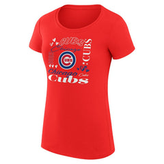 Chicago Cubs G-III 4Her by Carl Banks Women's Super-Slim Fit Lightweight Collage Team Graphic Crew Neck T-Shirt - MLB