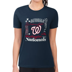 Washington Nationals G-III 4Her by Carl Banks Women's Super-Slim Fit Lightweight Collage Team Graphic Crew Neck T-Shirt - MLB