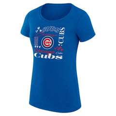 Chicago Cubs G-III 4Her by Carl Banks Women's Super-Slim Fit Lightweight Collage Team Graphic Crew Neck T-Shirt - MLB