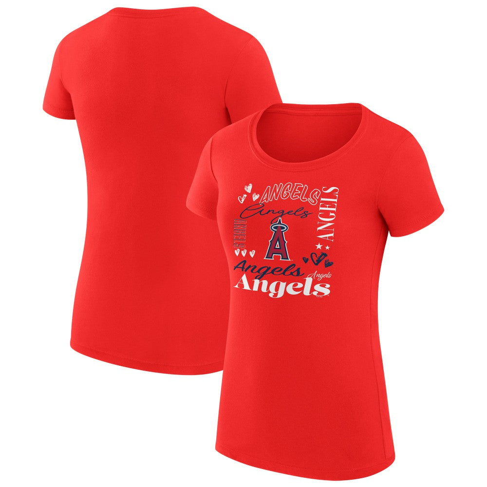 Los Angeles Angels G-III 4Her by Carl Banks Women's Super-Slim Fit Lightweight Collage Team Graphic Crew Neck T-Shirt - MLB