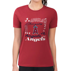 Los Angeles Angels G-III 4Her by Carl Banks Women's Super-Slim Fit Lightweight Collage Team Graphic Crew Neck T-Shirt - MLB
