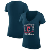 Cleveland Guardians G-III 4Her by Carl Banks Women's Super-Slim Fit Lightweight Collage Team Graphic V-Neck T-Shirt - MLB