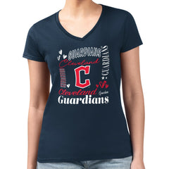 Cleveland Guardians G-III 4Her by Carl Banks Women's Super-Slim Fit Lightweight Collage Team Graphic V-Neck T-Shirt - MLB