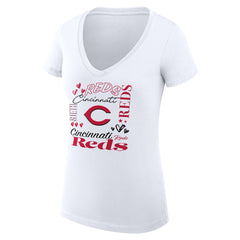 Cincinnati Reds G-III 4Her by Carl Banks Women's Super-Slim Fit Lightweight Collage Team Graphic V-Neck T-Shirt - MLB