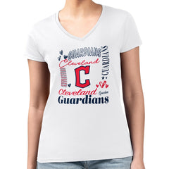Cleveland Guardians G-III 4Her by Carl Banks Women's Super-Slim Fit Lightweight Collage Team Graphic V-Neck T-Shirt - MLB