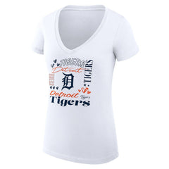 Detroit Tigers G-III 4Her by Carl Banks Women's Super-Slim Fit Lightweight Collage Team Graphic V-Neck T-Shirt - MLB