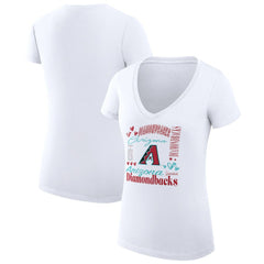 Arizona Diamondbacks G-III 4Her by Carl Banks Women's Super-Slim Fit Lightweight Collage Team Graphic V-Neck T-Shirt - MLB