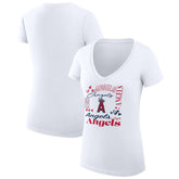 Los Angeles Angels G-III 4Her by Carl Banks Women's Super-Slim Fit Lightweight Collage Team Graphic V-Neck T-Shirt - MLB