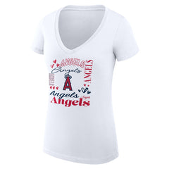 Los Angeles Angels G-III 4Her by Carl Banks Women's Super-Slim Fit Lightweight Collage Team Graphic V-Neck T-Shirt - MLB