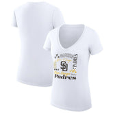 San Diego Padres G-III 4Her by Carl Banks Women's Super-Slim Fit Lightweight Collage Team Graphic V-Neck T-Shirt - MLB
