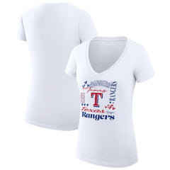 Texas Rangers G-III 4Her by Carl Banks Women's Super-Slim Fit Lightweight Collage Team Graphic V-Neck T-Shirt - MLB