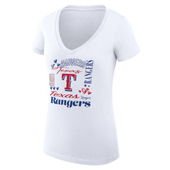 Texas Rangers G-III 4Her by Carl Banks Women's Super-Slim Fit Lightweight Collage Team Graphic V-Neck T-Shirt - MLB