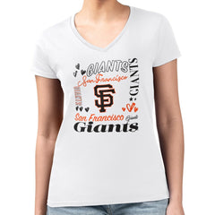 San Francisco Giants G-III 4Her by Carl Banks Women's Super-Slim Fit Lightweight Collage Team Graphic V-Neck T-Shirt - MLB