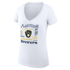 Milwaukee Brewers G-III 4Her by Carl Banks Women's Super-Slim Fit Lightweight Collage Team Graphic V-Neck T-Shirt - MLB