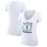 Seattle Mariners G-III 4Her by Carl Banks Women's Super-Slim Fit Lightweight Collage Team Graphic V-Neck T-Shirt - MLB