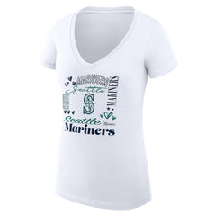 Seattle Mariners G-III 4Her by Carl Banks Women's Super-Slim Fit Lightweight Collage Team Graphic V-Neck T-Shirt - MLB