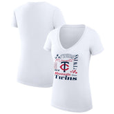 Minnesota Twins G-III 4Her by Carl Banks Women's Super-Slim Fit Lightweight Collage Team Graphic V-Neck T-Shirt - MLB