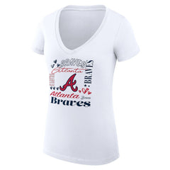 Atlanta Braves G-III 4Her by Carl Banks Women's Super-Slim Fit Lightweight Collage Team Graphic V-Neck T-Shirt - MLB