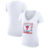 Philadelphia Phillies G-III 4Her by Carl Banks Women's Super-Slim Fit Lightweight Collage Team Graphic V-Neck T-Shirt - MLB