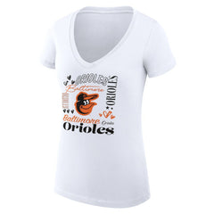 Baltimore Orioles G-III 4Her by Carl Banks Women's Super-Slim Fit Lightweight Collage Team Graphic V-Neck T-Shirt - MLB