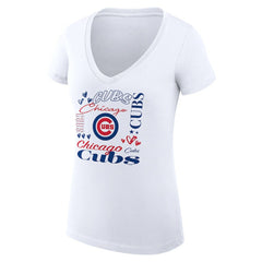 Chicago Cubs G-III 4Her by Carl Banks Women's Super-Slim Fit Lightweight Collage Team Graphic V-Neck T-Shirt - MLB