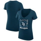 Tampa Bay Rays G-III 4Her by Carl Banks Women's Super-Slim Fit Lightweight Collage Team Graphic V-Neck T-Shirt - MLB