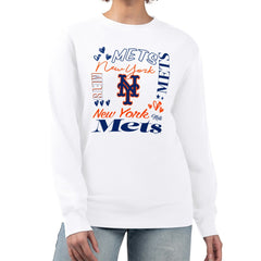 New York Mets G-III 4Her by Carl Banks Women's Collage Team Graphic Fleece Pullover Hoodie - MLB