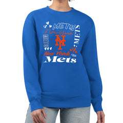 New York Mets G-III 4Her by Carl Banks Women's Collage Team Graphic Fleece Pullover Hoodie - MLB