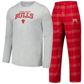 Chicago Bulls Concepts Sport Petition Long Sleeve Top and Plaid Pant Set Red - NBA