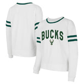 Milwaukee Bucks Concepts Sport Women's Borough Pullover Sweatshirt White - NBA