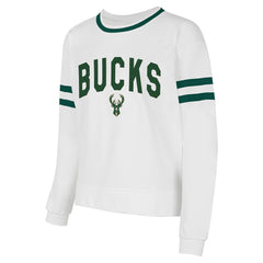 Milwaukee Bucks Concepts Sport Women's Borough Pullover Sweatshirt White - NBA