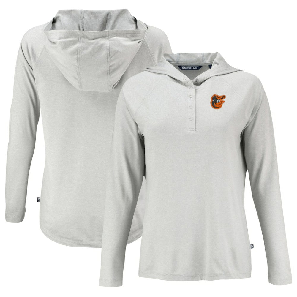 Baltimore Orioles Cutter & Buck Women's Coastline Epic Comfort Eco Recycled Hoodie Raglan Long Sleeve T-Shirt - MLB