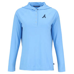 Atlanta Braves Cutter & Buck Women's Coastline Epic Comfort Eco Recycled Hoodie Raglan Long Sleeve T-Shirt - MLB