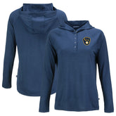 Milwaukee Brewers Cutter & Buck Women's Coastline Epic Comfort Eco Recycled Hoodie Raglan Long Sleeve T-Shirt - MLB