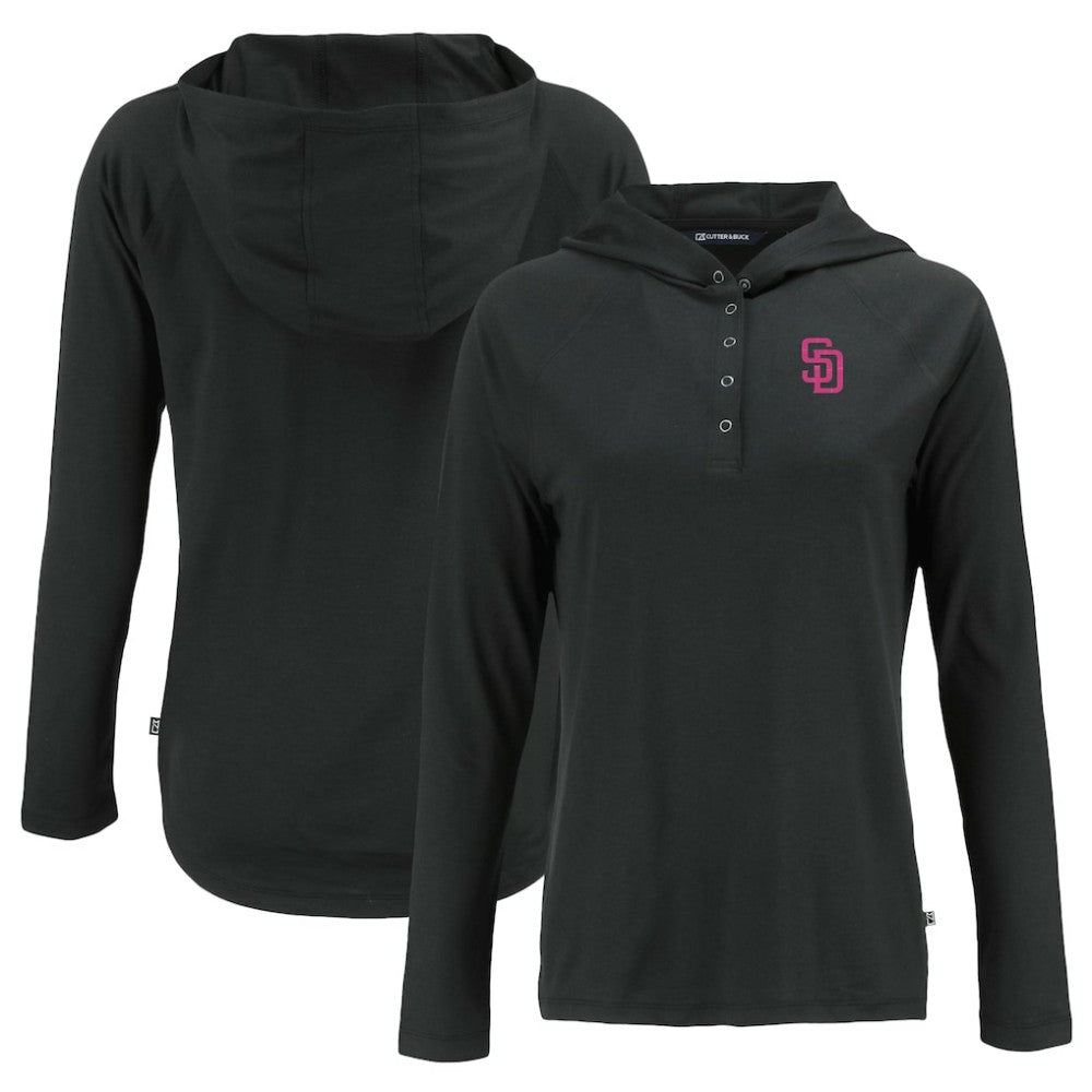 San Diego Padres Cutter & Buck Women's City Connect Coastline Epic Comfort Eco Recycled Hoodie Raglan Long Sleeve T-Shirt - MLB