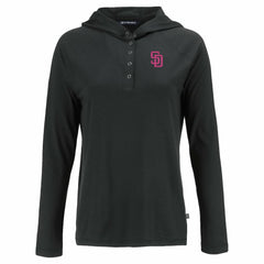 San Diego Padres Cutter & Buck Women's City Connect Coastline Epic Comfort Eco Recycled Hoodie Raglan Long Sleeve T-Shirt - MLB