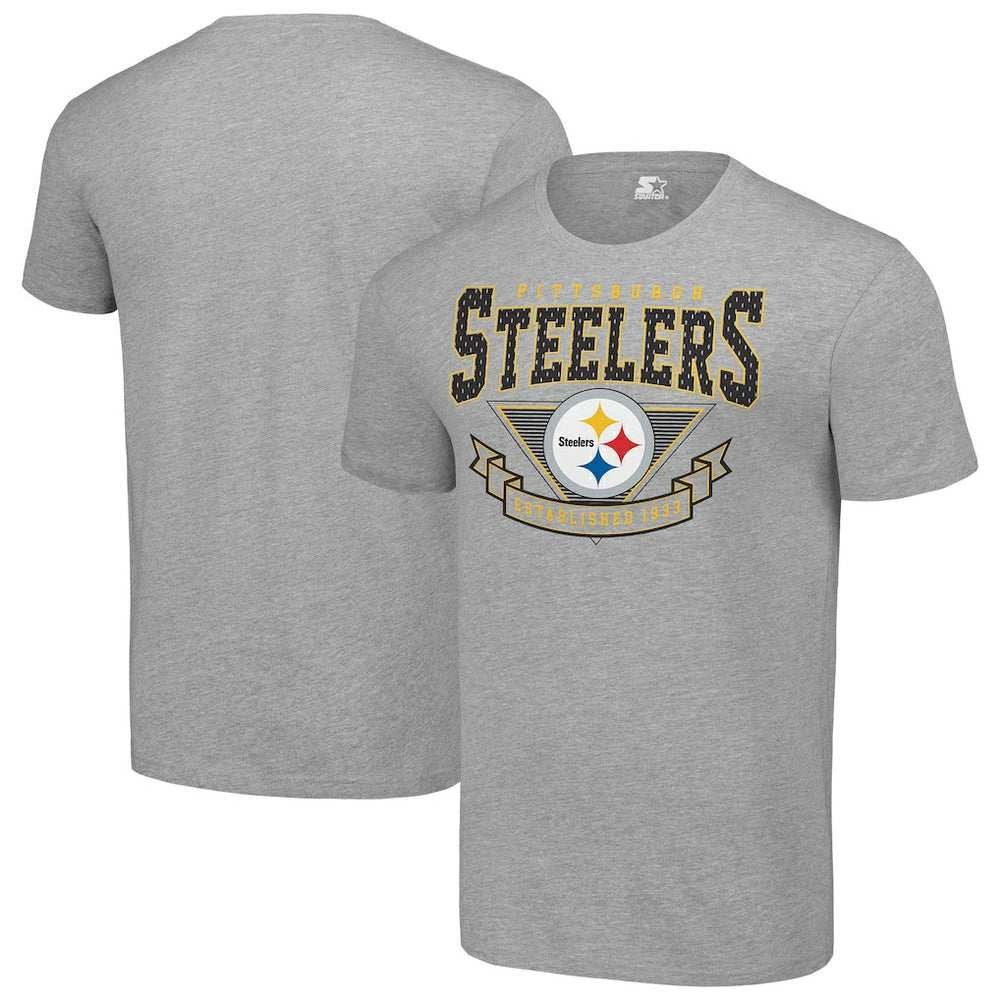 Pittsburgh Steelers Starter 80s Inspired Team Logo T-Shirt Heather Gray | NFL
