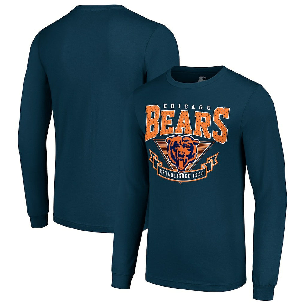 Chicago Bears Starter '80s Inspired Team Logo Long Sleeve T-Shirt Navy | NFL