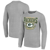Green Bay Packers Starter '80s Inspired Team Logo Long Sleeve T-Shirt Heather Gray | NFL