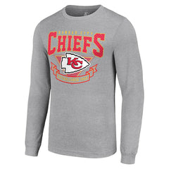 Kansas City Chiefs Starter '80s Inspired Team Logo Long Sleeve T-Shirt Heather Gray | NFL