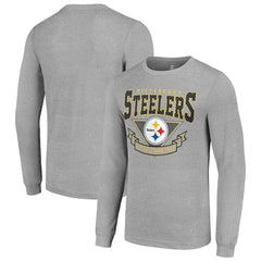 Pittsburgh Steelers Starter '80s Inspired Team Logo Long Sleeve T-Shirt Heather Gray | NFL