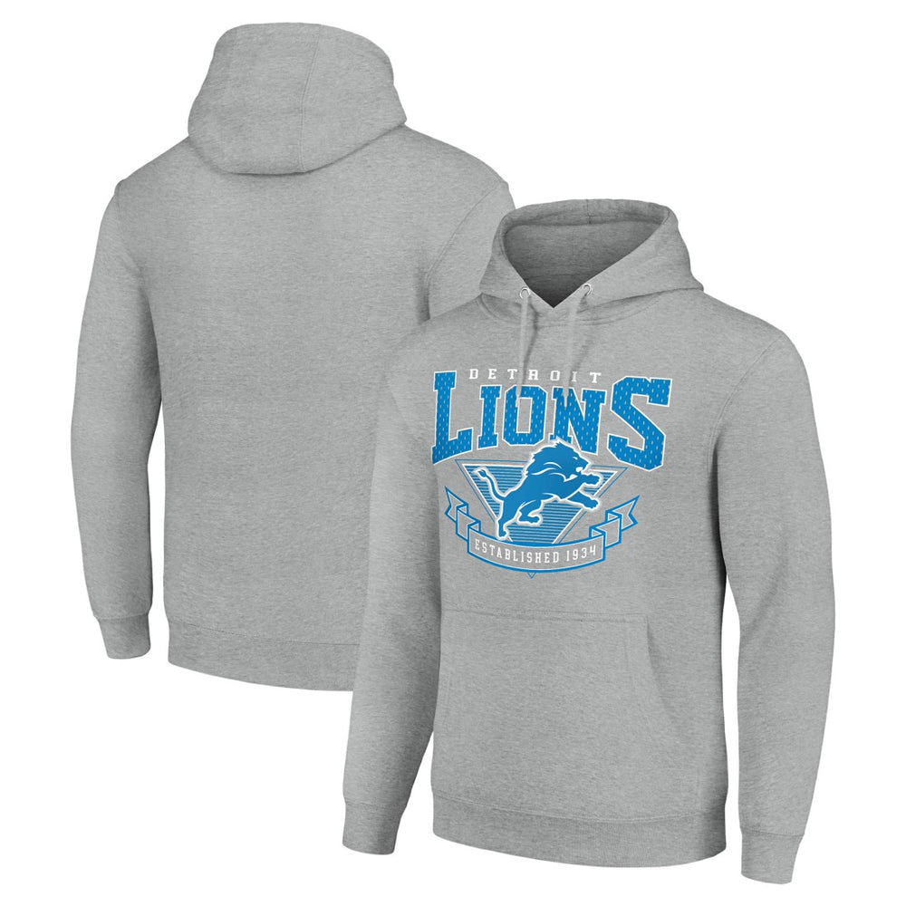 Detroit Lions Starter ‘80s Inspired Pullover Hoodie Heather Gray | NFL