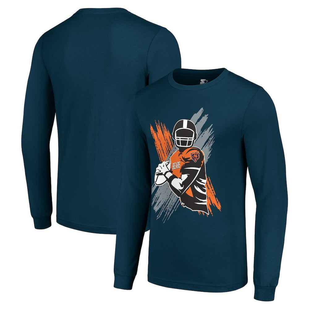 Chicago Bears Starter Player X Logo Graphic Long Sleeve T-Shirt Navy | NFL