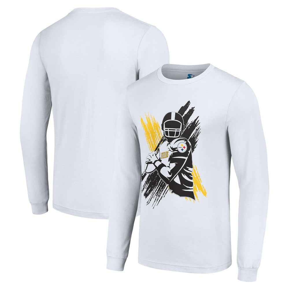 Pittsburgh Steelers Starter Player X Logo Graphic Long Sleeve T-Shirt White | NFL