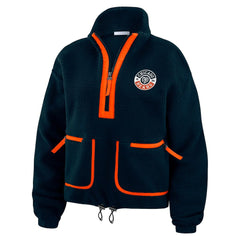 Chicago Bears WEAR by Erin Andrews Women's Polar Fleece Half-Zip Jacket Navy | NFL