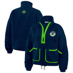 Seattle Seahawks WEAR by Erin Andrews Women's Polar Fleece Half-Zip Jacket College Navy | NFL