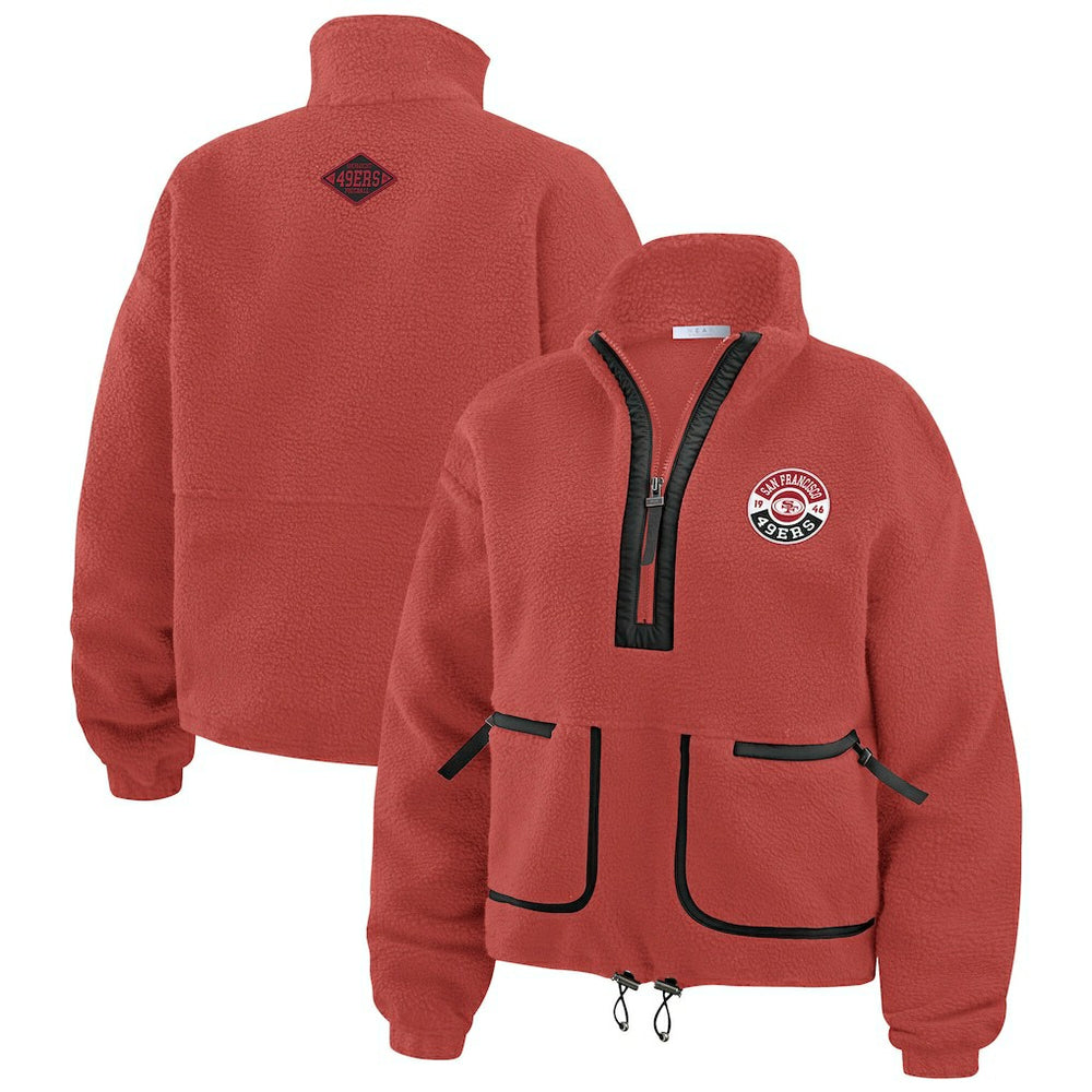 San Francisco 49ers WEAR by Erin Andrews Women's Polar Fleece Half-Zip Jacket Scarlet | NFL