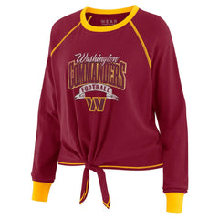 Washington Commanders WEAR by Erin Andrews Women's Tie-Front Long Sleeve Top Burgundy/Gold | NFL