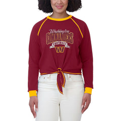 Washington Commanders WEAR by Erin Andrews Women's Tie-Front Long Sleeve Top Burgundy/Gold | NFL